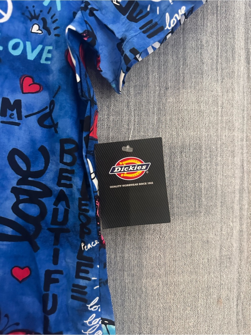 Dickies Scrub Top with Love, Butterfly & Peace Print - Picture 4 of 5